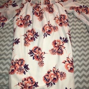 Off the shoulder silky floral dress